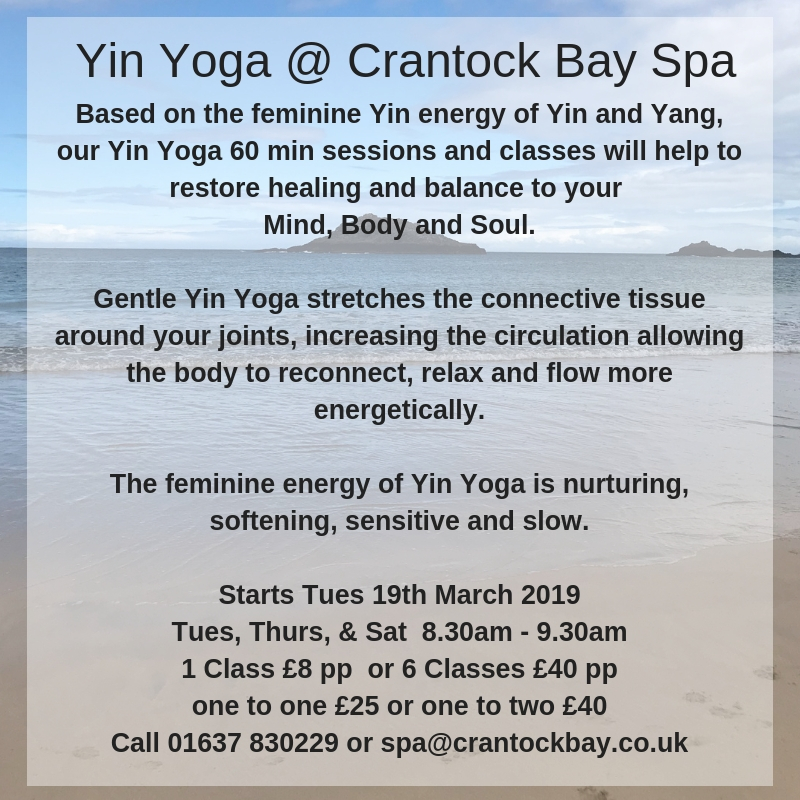 Yin yoga @ Crantock bay Spa 1 - Yin Yoga @ Crantock Bay Spa